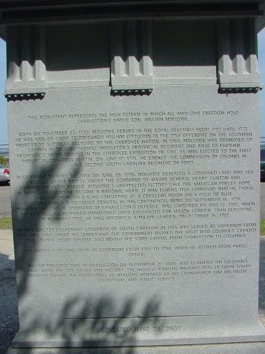 Statue of General William Moultrie from Charleston Battery Charleston SC